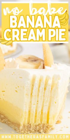 no bake banana cream pie with text overlay