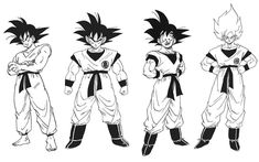 three different versions of gohan from the dragon ball movie, one in black and white