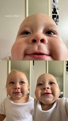 two pictures of a baby's face and the same child's head with different expressions