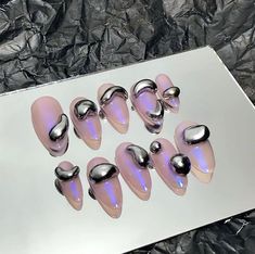 What's included in your order: 💓 Set of 10 Press on Nails 💓1 App Kit: 💓Mini nail filer 💓 cuticle pusher 💓24 nail adhesive tabs 💓Alcohol Prep Pad Custom Size: 💓Choose custom size option, don't forget to add measurements of your 10 nails in the note section. 💓Nail set is handmade so they may slightly differ from the image shown. Due to differences in computer monitors, phone displays and tablet displays, the colors of our products may vary slightly. 💓Since it is custom art work, no return Luxury Nail Art, Nail Design Glitter, Almond Press On Nails, Nails Luxury, Nails Yellow, Korean Nails, Grunge Nails, Luxury Nails, Funky Nails