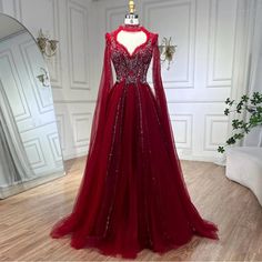 Exactly Like The Photo! Worn Once, In Like New Condition Wine Red, Silver Beading & Tulle Size 8 Red Dress With Pearl Jewelry, Red Evening Gown Classy, Red And Silver Dress, Red Fantasy Dress, Sci Fi Dress, Red Wedding Gowns, Red Evening Gown, Victorian Wedding Dress, Red Wedding Dress