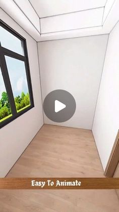 an animated view of a room with windows and wood flooring that reads easy to animation