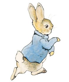 a watercolor drawing of a rabbit wearing a blue shirt and jeans, jumping in the air