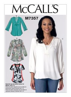 a women's blouse, top and pants sewing pattern from mccalls m7357