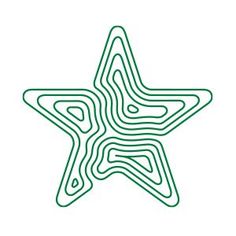 a green star shaped object with lines in the shape of a maze on white background