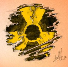 a drawing of a yellow and black fire hydrant with water around it's edges