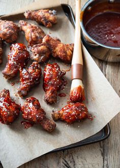 chicken wings with bbq sauce on the side