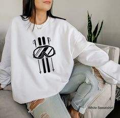 Aesthetic Ski Sweatshirt, Winter Sport T-Shirt, Women's Skiing Shirt, Ski Gifts For Her, Ski Graphic Tshirt, Trendy Gifts For Skiing, E5087 WELCOME TO LITTLE PREPPY TEE.... If you are looking for soft, comfortable, first-class clothes that you can design for your most special days or your loved ones, you are at the right place! We love what we do here at Best Creative Designs and we strive to make your shopping experience just right for you. If you have any questions about our products, feel fre Ski Shirts Design, White Winter Sports T-shirt, White Winter T-shirt For Sports, White Long Sleeve Sweatshirt For Winter Sports, Casual Crew Neck Sweatshirt For Snowboarding, Casual White Sweatshirt For Winter Sports, Sporty Crew Neck Top For Ski Season, Sporty Tops For Ski Season, White Crew Neck Sweatshirt For Winter Sports