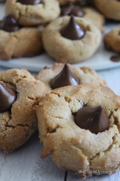 chocolate chip cookies on a white plate