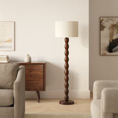 a living room scene with focus on the floor lamp