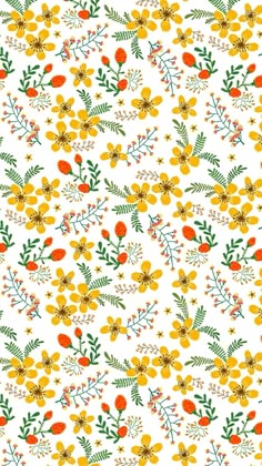 a white background with yellow flowers and green leaves on the bottom right hand corner is an orange flower