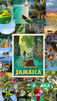 jamaica collage with images of people on boats