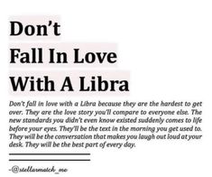 an advertisement with the words don't fall in love with a libra