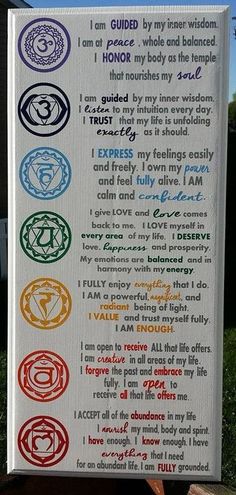 Chakra Affirmations Chakra Wood Sign Reiki by WordArtTreasures: Usui Reiki, The Seven Chakras, Learn Reiki, Reiki Chakra