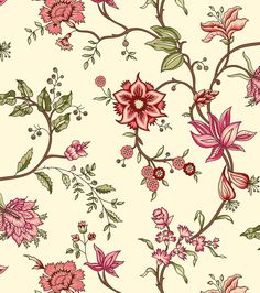 a floral pattern with pink flowers and green leaves