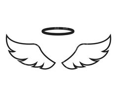 an angel's wings with a halo in the center on a white background illustration