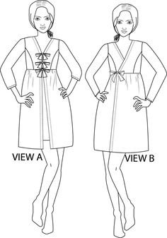 the front and back view of a woman's coat with an attached belt, which is