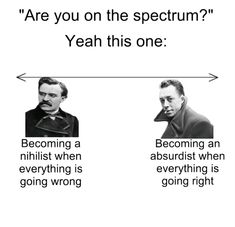 two men are shown with the caption'are you on the spectum? yeah this one becoming an artist when everything is going wrong