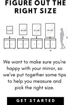 an advertisement with the words, we want to make sure you're happy with your mirror, so we've put together some tips to help you measure and pick the right size