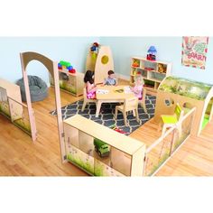 Whitney Brothers Nature View Room Divider Extension Daycare Storage, Toddler Storage, Arch Entryway, High Room, Tree Canopy, Nature View, Acrylic Panels, Low Shelves, Play Room