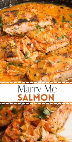 the salmon dish is ready to be eaten and served on the plate, with text overlay that reads mary mc salmon