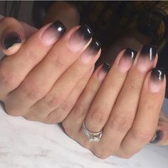 34 Envy-Inducing Black Ombré Nail Looks You Need to Try Nails Black Ombre, Natural Nail Shapes, Black Ombre Nails, Ombre Gel Nails, Faded Nails, Black Gel Nails, Ombre Manicure, Nail Looks, Ombre Acrylic Nails