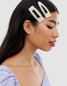 ASOS DESIGN pack of 6 large hair clips in mixed pearl shapes | ASOS Large Hair Clips, Pearl Hair Clip, Flash Photography, Pearl Hair, Clip Ins