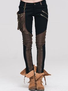 Steampunk Pants, Edgy Jeans, Moda Steampunk, Mode Steampunk, Steampunk Women, 일본 패션, Apocalyptic Fashion, Woman In Black, Steampunk Clothing