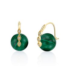 Gold & Diamond Marquise Eye Malachite Earrings - Sydney Evan Fine Jewelry Elegant Malachite Earrings, Eye Motif, Malachite Earrings, Natural Patterns, Tourmaline Earrings, Rich Green, Jewel Box, Patterns In Nature, Bead Earrings