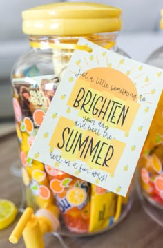 a jar filled with brighten up summer candy