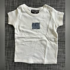 New Girls "Polo Jean Co., Ralph Lauren" Beige Tee Shirt, Flag Motif, Size: M 6-12 Months, Made In Mexico Old Money Tops, Preppy Fits, Halloween Long Sleeve, White Polo Shirt, Adidas Girl, Polo Jeans, Ralph Lauren Shirt, Fit Inspo, Mens Graphic Tee