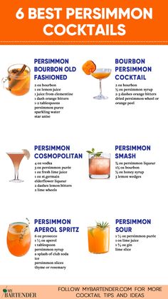 Persimmon Cocktails Persimmon Cocktail Recipes, Persimmon Drinks, Persimmon Cocktail, Cocktail Knowledge, Sharon Fruit, Fuyu Persimmon, How To Make Mead, Persimmon Recipes, Thanksgiving 2023