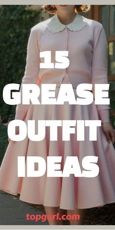 1950s Fashion Poodle Skirts, Preppy Sorority Outfits, Musicals Dress To Impress, Modern 1950s Outfits, Female Greaser, 1950s Outfit Ideas, 50’s Outfit, Decades Day Outfits, Grease Outfits