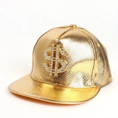 -Material:Pu - Color: Gold - Adjustable -Size: 9.8x7.8x5.11in - Convenient And Easy To Carry, The Baseball Hat Is Lightweight And Portable, Simple To Carry For Outdoor. - The Baseball Hat Is Simple And Comfortable To Wear, Flat Brimmed, Can Be Used For Hip Hop Hat, Sun Protection Hat. - This Baseball Hat Can Be Easily With Casual Clothing, Highlighting Your Distinctive Taste. - The Workmanship Of This Baseball Hat Is Perfect, Delicate Appearance, Us Dollar Symbol, Rhinestone Decor, Elegant Patte Money Hat, Gold Hat, Military Accessories, Flat Brim Hat, Flat Hats, Dollar Sign, Brimmed Hat, Hip Hop Hat, Sun Protection Hat