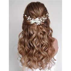 New! - Wedding Hair Accessories For Brides Approx 9.25 In, Ends With Two Loops That Can Be Worn Match Pins And Ribbons. Thank You! Dream Wedding Hair, Creative Hair Styles, Bride Hair Vine, Hair Accessories For Brides, Flower Bride, Pearl Bridal Headpiece, Leaf Headpiece, Wedding Hairstyle Ideas, Brown Hair Looks