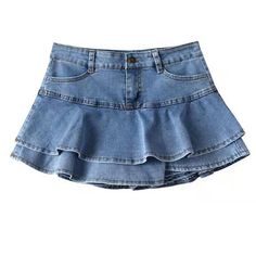 BUY AT DISCOUNTED PRICESBuy 2 or more items and Get 15% OFF entire order, Free Shipping on all orders. Product Details Sexy looking denim booty shorts with a skirt. Made with premium fabric. This jean mini skirt has a ruffle exterior design with inner shorts which gives you an extra advantage. Has a stretchable waist allows for a small margin of size difference. Very comfortable to wear on any occasion. Specifications: Waistline: empire Style: Casual Pattern Type: Solid Type: Mini skirt Denim Ma High Waist Medium Wash Ruffled Bottoms, Women Summer Streetwear, Retro Denim Shorts, Pleated Denim Skirt, Denim Retro, Shorts Skirt, Flounce Skirt, Skirts Jeans, Gown Pattern