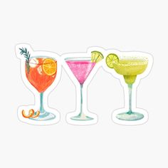 three different types of cocktails sticker