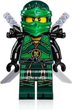 the lego ninja is wearing a green mask