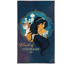 an embroidered towel with the image of princess poca - poca and tiger on it