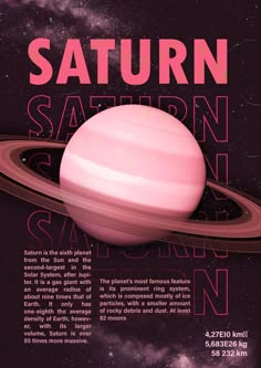 the saturn flyer is shown with an image of saturn in pink and black, as well as