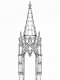 an architectural drawing of a gothic tower