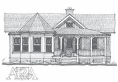 a drawing of a house with the words arra written in front and an image of a