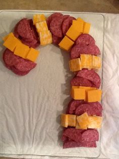 a number made out of cheese and meat