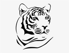 a black and white tiger head on a white background