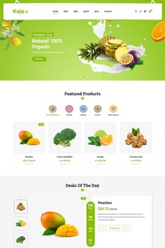 the website design is designed to look like it has fruit and vegetables displayed on it