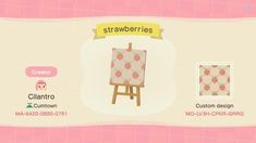 an animal crossing game screen with the name strawberries on it