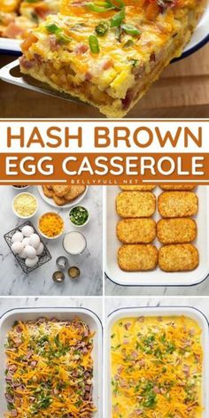 Frozen hash brown patties, eggs, cheese, and ham make this hash brown egg casserole so quick and easy! Prepare it the same morning or the night before. Perfect use for leftover holiday ham or swap it out for sausage instead. Great recipe for breakfast, brunch, or dinner! Hash Brown Egg Casserole, Brown Egg, Best Breakfast Casserole, Breakfast Casserole Easy, Egg Casserole, Hash Brown, Hash Browns, Breakfast Meal Prep, Breakfast Recipes Casserole