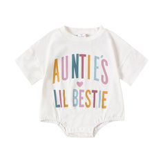 PRICES MAY VARY. 🎁100% Cotton – It is made of 100% cotton material which is soft and comfortable and very friendly to your baby's skin. 🎁Oversize Design – This baby boys/girls bodysuit is specially designed for babies from 0-18 months, the oversize design is now fashionable with a slightly looser fit that allows baby to move around more comfortably. For those active babies, this bodysuit won't constrict them. Please read the size chart before purchasing to make sure it meets your needs. 🎁Aunt Auntie Outfits, Aunties Bestie, Auntie Baby Clothes, Gifts For Baby Boy, Baby Clothes Boy, Auntie Life, Auntie Baby, Themed Bedrooms, Baby Aunt