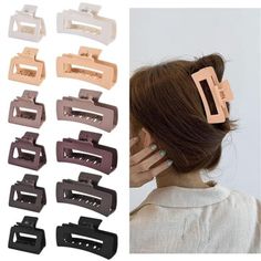 Welcome To My Shop New Product Set Of 12 Rectangle Hair Clips Includes 6 Large Rectangle Claw Clips, And 6 Medium Hair Claw Clips With The Same Color, Which Can Be Used As A Set Of Parent-Child Suits, Suitable For Mothers And Daughters, Or A Combination Of Sisters. Two Sizes Of Hair Clips For Women Thick Hair Give You More Hairstyle Options. These Square Claw Clips Are So Cute And They Come In A Good Variety Of Colors. Neutral Colors Can Pretty Well Match Them With Any Outfit! They Come In A Gif Clips For Thick Hair, Thick Curly Hair, Hair Claw Clips, Hair Accessories Clips, Great Gifts For Women, Claw Clips, Hair Claws & Clips, Smooth Hair, Big Hair