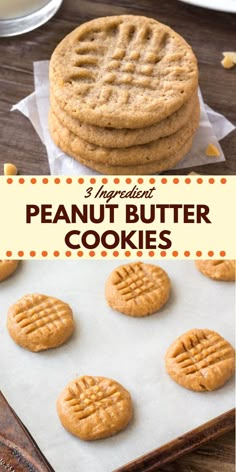 peanut butter cookies are stacked on top of each other and ready to be baked in the oven